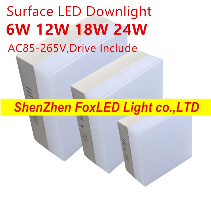 6W 12W 18W 24W Led Panel Light Surface Mounted Square leds Downlight ceiling down 110-240V lampada led lamp + LED Driver |