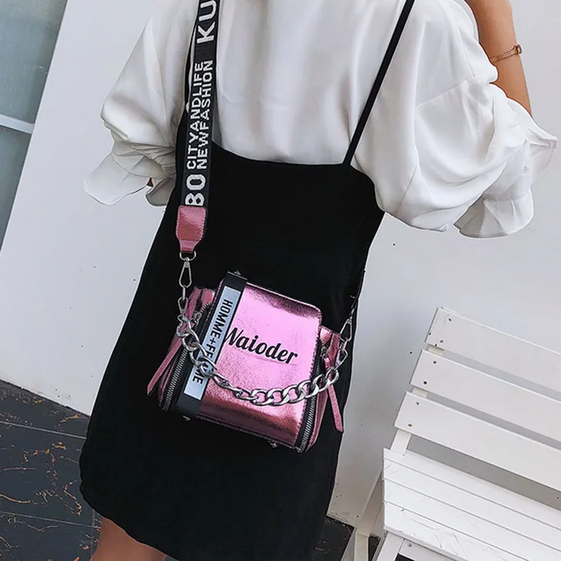 Женская сумка с клапаном, Женская Лазерная сумка на плечо с надписью, праздничная PU сумка-мессенджер для леди, дизайнерская Изысканная сумка через плечо
