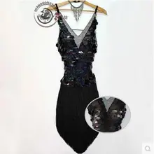 Стиль Костюмы для латинских танцев глубокий v-образный вырез конкурс латиноамериканских танцев платья для женщин Детские платья для латинских танцев S-4XL