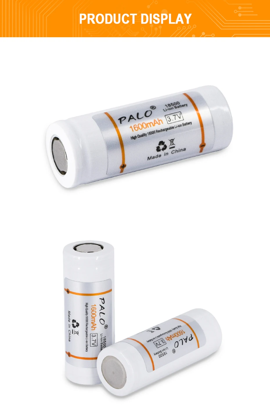 PALO 18500 батарея 3,7 V 1600mAh перезаряжаемая батарея 18500 Bateria recarregavel литий-ионная батарея с зарядным устройством