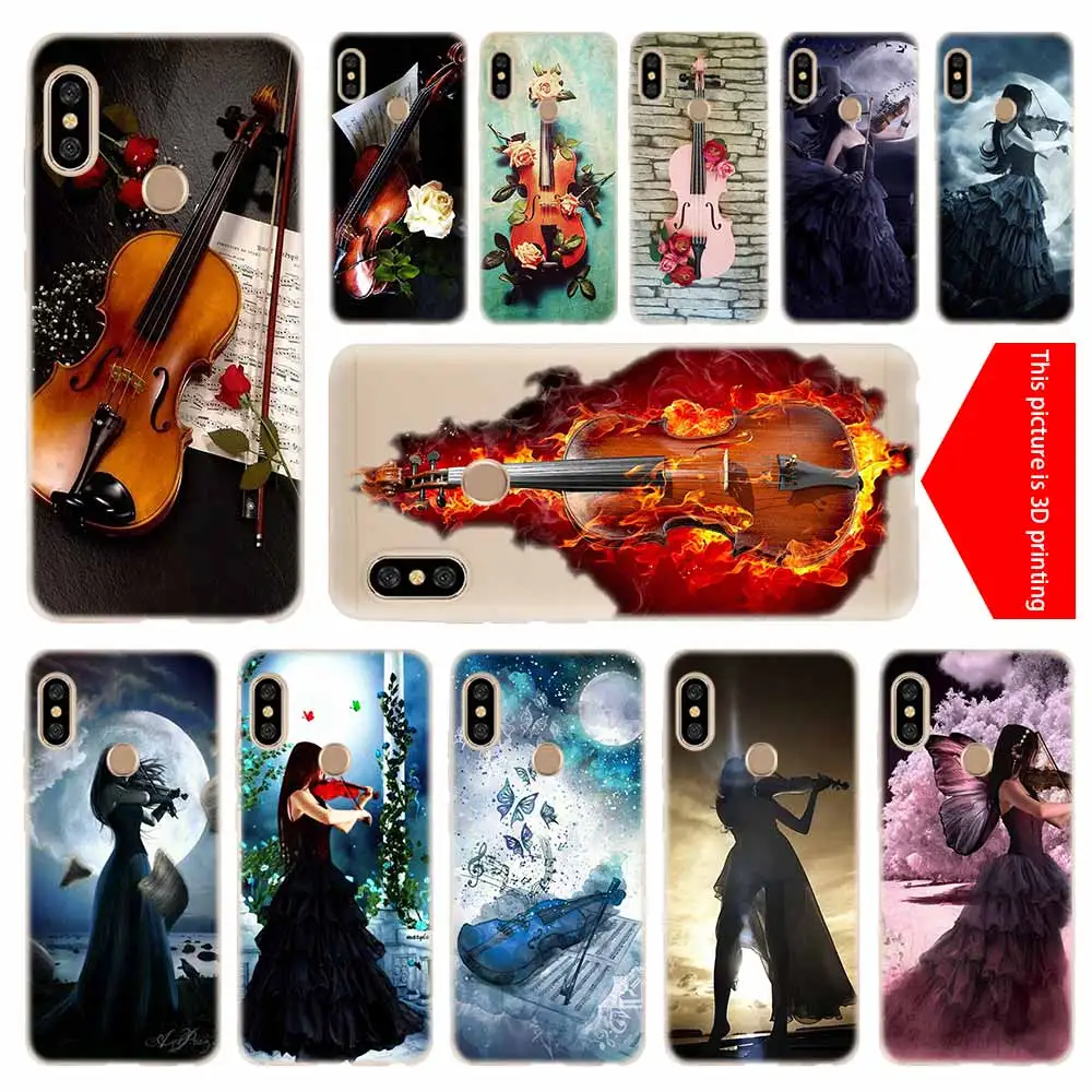 

cover soft Silicone TPU Case For Xiaomi Redmi 3 4X 4a 5 Plus 5a S2 6a 6 Pro Note 7 5 6 4 3 5a prime violin music pattern
