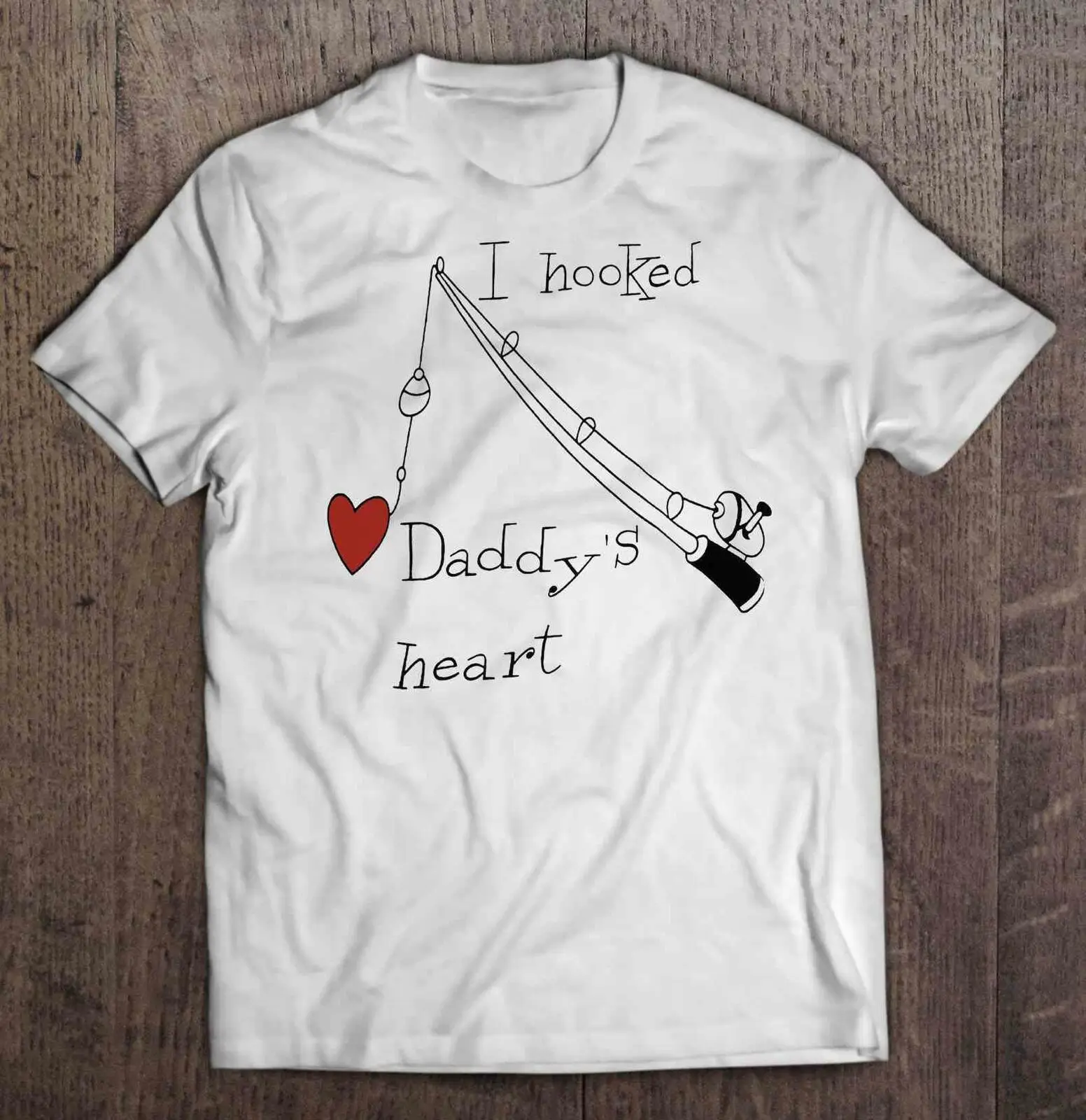 Я зацепил папа сердце Рыбалка версия мужская футболка S-3XL