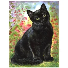 Алмазная Вышивка Черный кот Алмазная картина животные картины Алмазная мозаика полная квадратная дрель вышивка крестом комплекты, украшение для дома