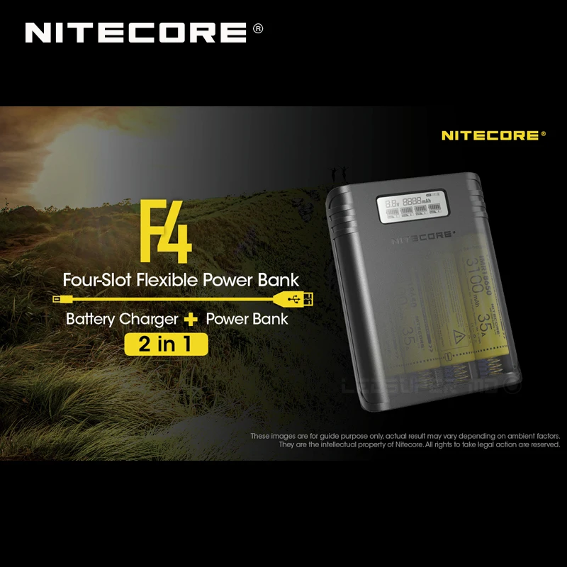  Ganador de oro 2019 Premio ISPO NITECORE F4 2 en 1 Banco de energía Flexible de cuatro ranuras y ca