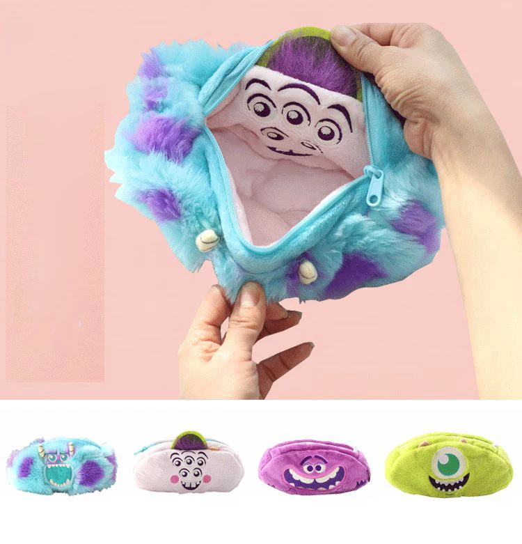 

Student Monster University Double Sided Sullivan Cartoon Furry Lovely Makeup Bag Function Student Creative Zipper Pen Bag