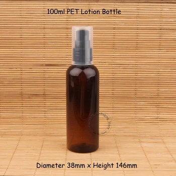 

40pcs/Lot Wholesale Amber Plastic Lotion Pump Bottle 100ml PET Cosmetic Refillable Container 10/3OZ Pot Shampoo 100g Packaging