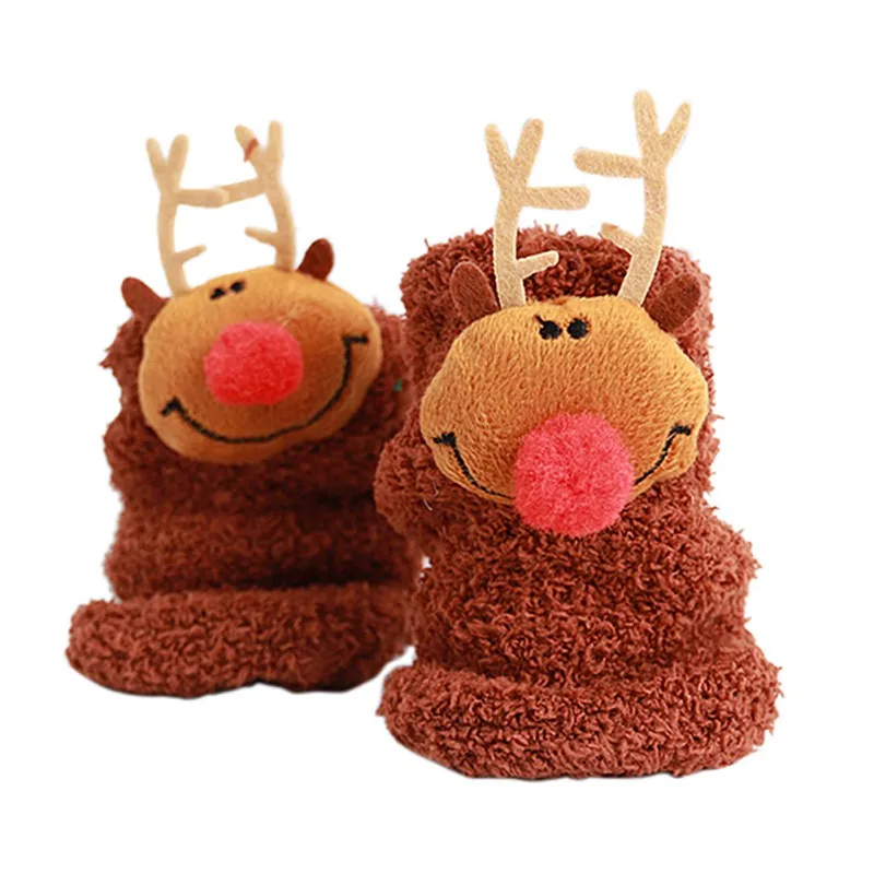Новые детские носки зимние теплые рождественские подарки стерео-носки детские мягкие хлопковые милые рождественские носки с Санта Клаусом и оленем