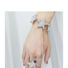 Серебро с камнями, стразами ювелирные изделия Модные серьги в виде пятиугольной звезды браслет