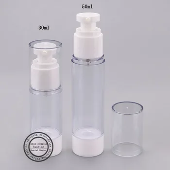 

20pcs 50ml transparent empty vacuum airless plastic lotion cream bottles container, 1oz travel size cream container airless pump