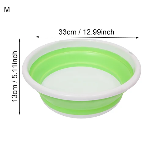 Складные портативные Тазики, большая емкость, для кемпинга, для мытья овощей, фруктов, таз, бытовой инструмент для чистки, аксессуары, товары - Цвет: Green M