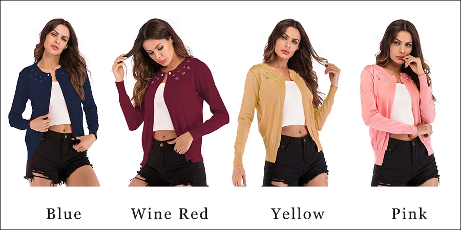 Gladiolus New Autumn Winter Sweater Women 2018 Long Sleeve Beading Single Button Casual Knitted Cardigan Women Sweater Jumpers (23)