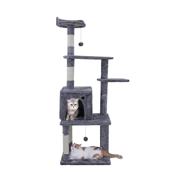 

Domestic Delivery H145cm Cat Furniture Toy Cat Play House Sisal Scratching Post Kitten Cat Jumping Frame Cat Tree Tower Condo