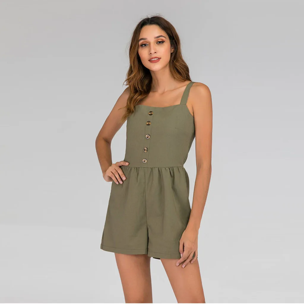 

Feitong Large Size Jumpsuit Women Summer Sling Solid Color Jumpsuit Off Shoulder Vacation Casual Jumpsuits combinaison femme