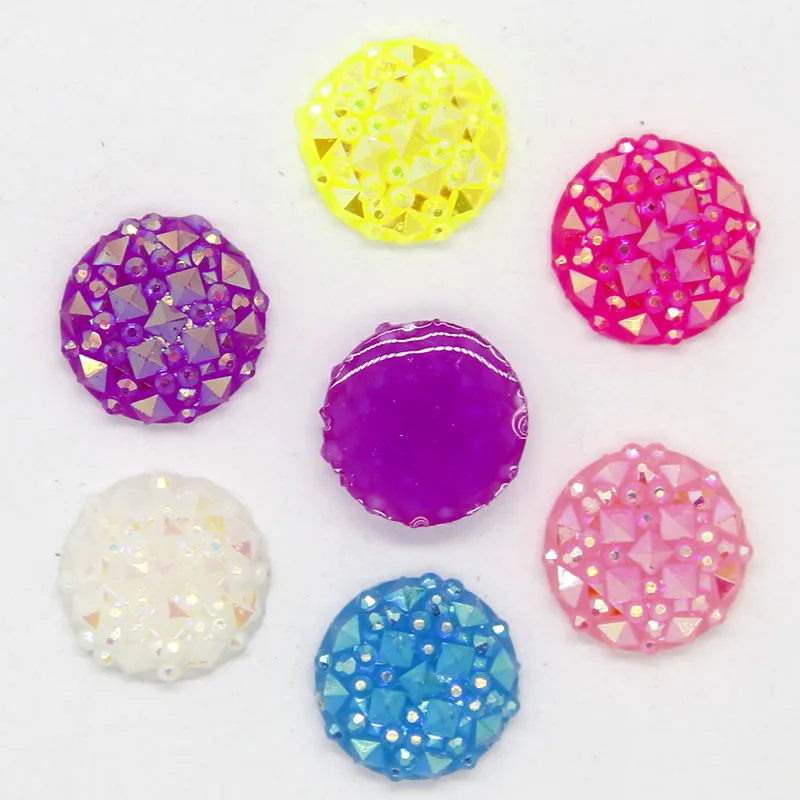 

40PCS Nail Art Resin AB Color Round Star Sky Scrapbooking 12mm Flatback Scrapbooking Embellishment DIY Decoration