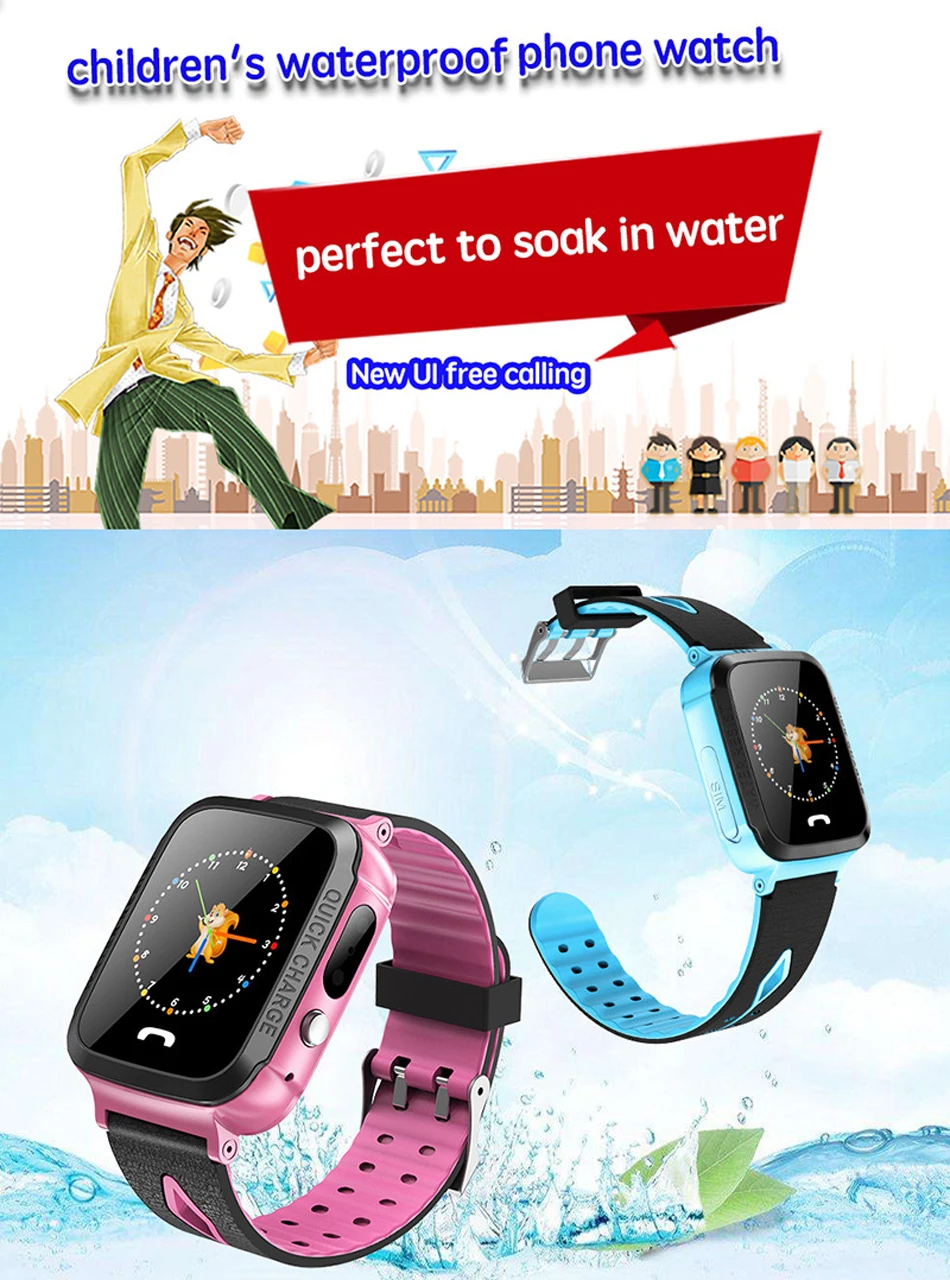 GEJIAN Children's Watch Anti-Lost LBS Positioning Alarm Clock Waterproof Photo Flashlight Lighting Children's Watch Card Phone