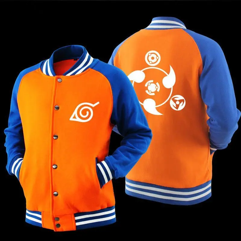 2018 New Deisgn Baseball Windbreaker coat Plus Size Anime Naruto Baseball Jacket Men Sasuke 