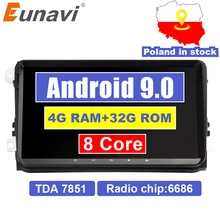 Eunavi 2 din 9 ”Android 9.0 4G di RAM Car Radio Stereo GPS di Navigazione per VW Passat B6 CC polo DA GOLF 5 6 Jetta Touran Tiguan Magotan