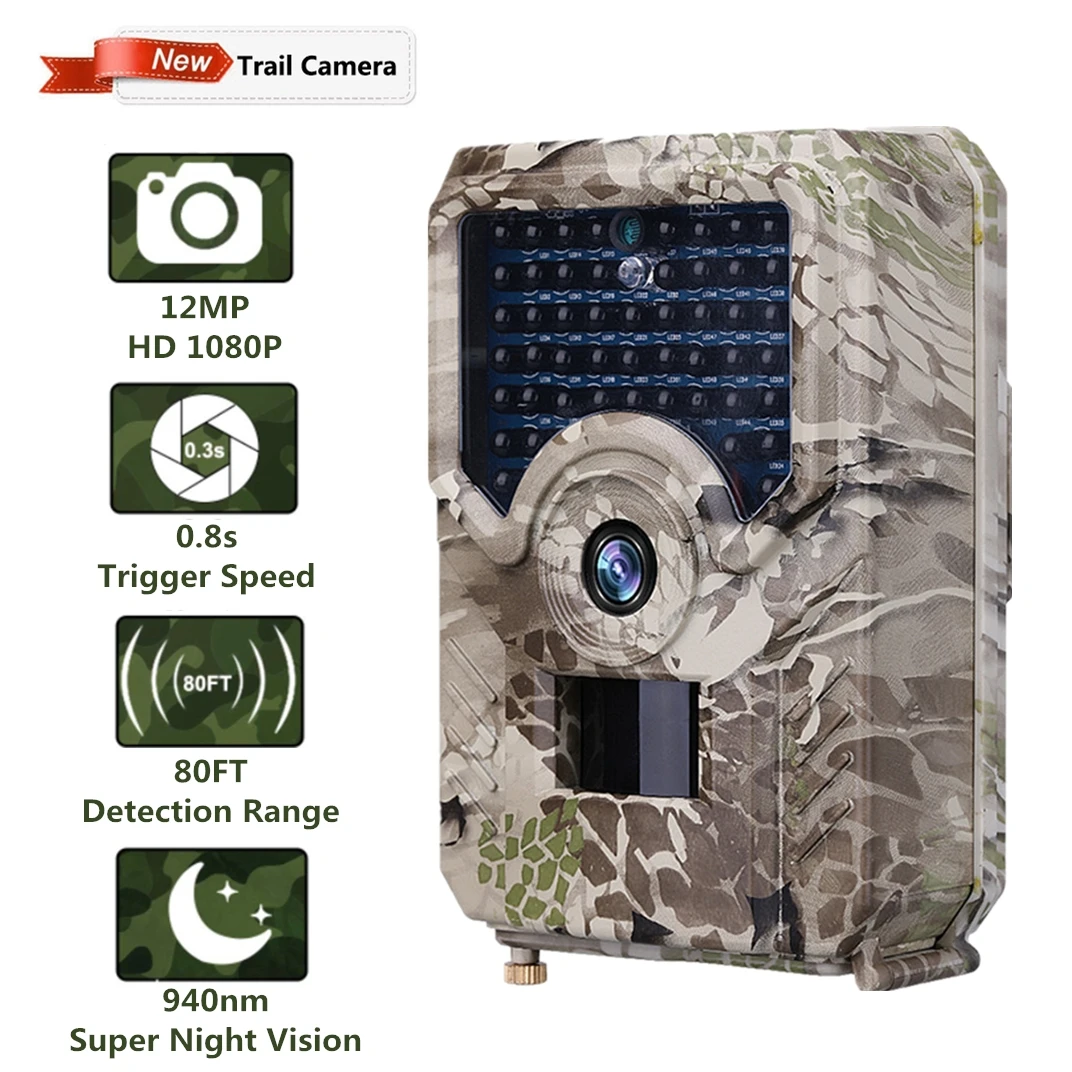 

1080P 12MP Photo Trap Night Vision 49pcs LEDs Video Wild Trail Hunting Camera Hidden Ghost Hunting Trail Camera Deer Feeder