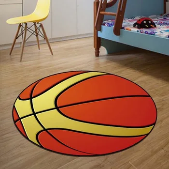 

60/80cm Round Carpets Sport Basketball Print Carpet Anti-slip Rugs Computer Chair Mat Home Decor Floor Mat for Kids Room