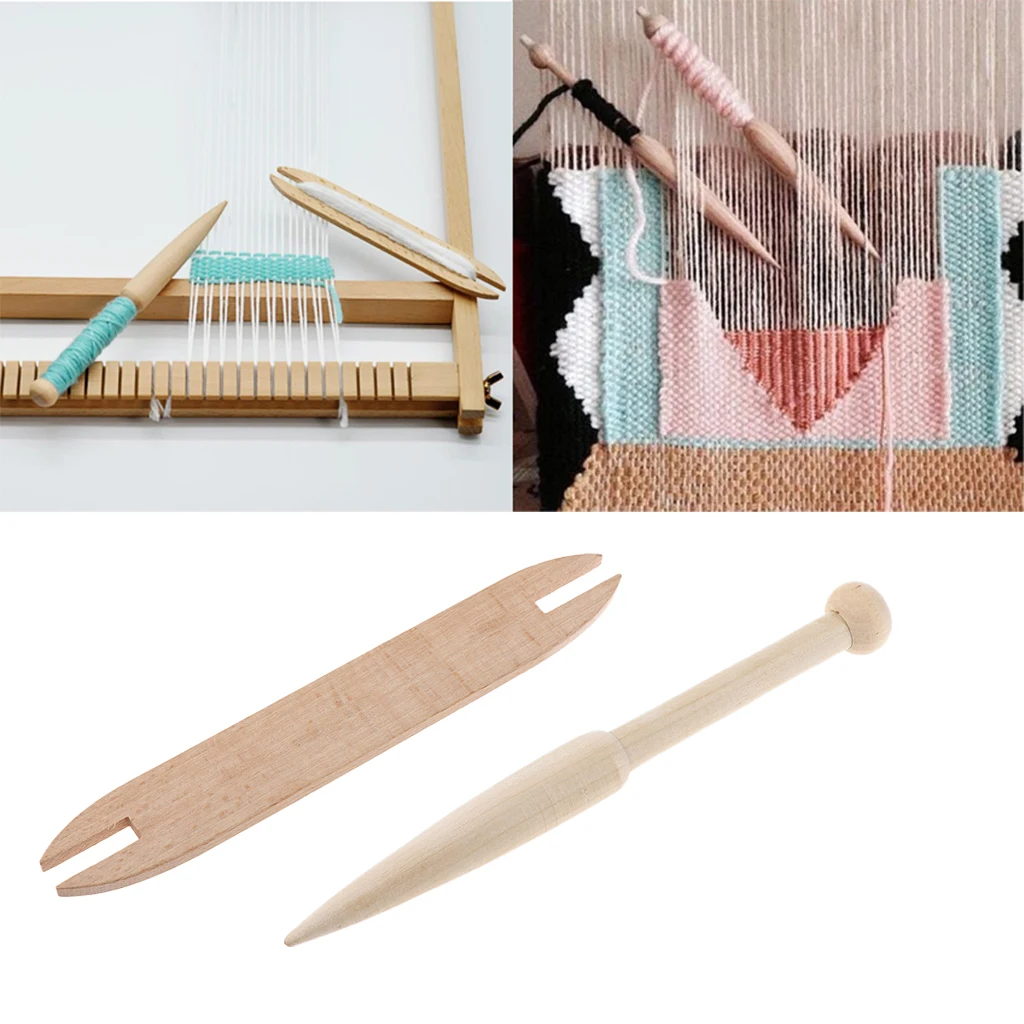 2pcs Well Polished Sanded Beech Wood Shuttle 2 Styles for Weaving Knitting Tapestry Crafts Loom Accessory Handmade Crafts Tools