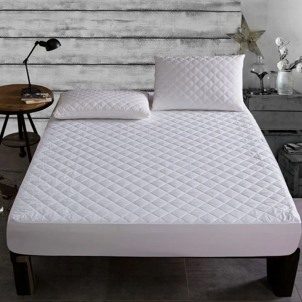 

Bedspreads Coverlets Brushed Fabric Quilted Waterproof Mattress Pad Cover Super Soft Breathable Absorbent Mattress Protector Q