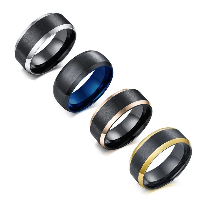 Vnox Basic Men's Wedding Bands Ring 8mm Black Stainless Steel Matte Finish Comfort Fit US Size 7 to 12