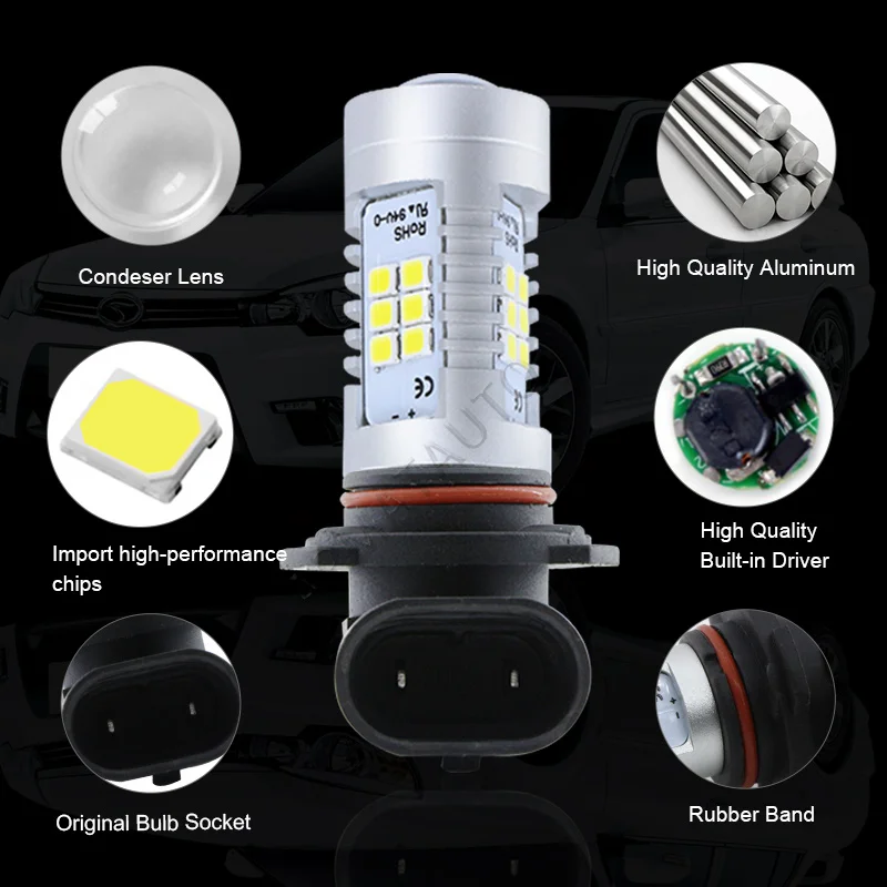 Apmatauto 2 шт. Ксеноновые белые 21 SMD 3535 P13W Сменные лампы для светодиодов автомобилей