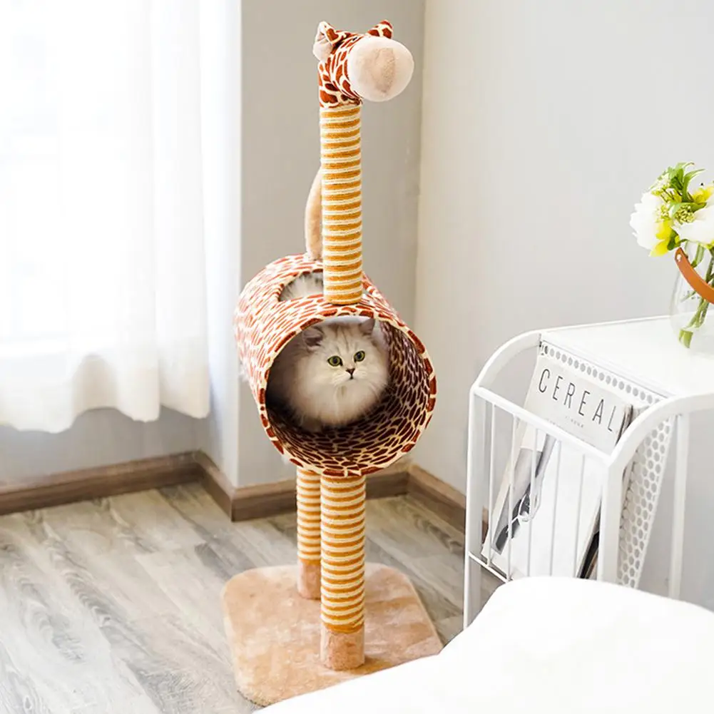 Хоббилан Милый Жираф Форма кошка дерево скалолазание дом деревянный котенок Когтеточка скалолазание прыжки мебель играть игрушка с мячом