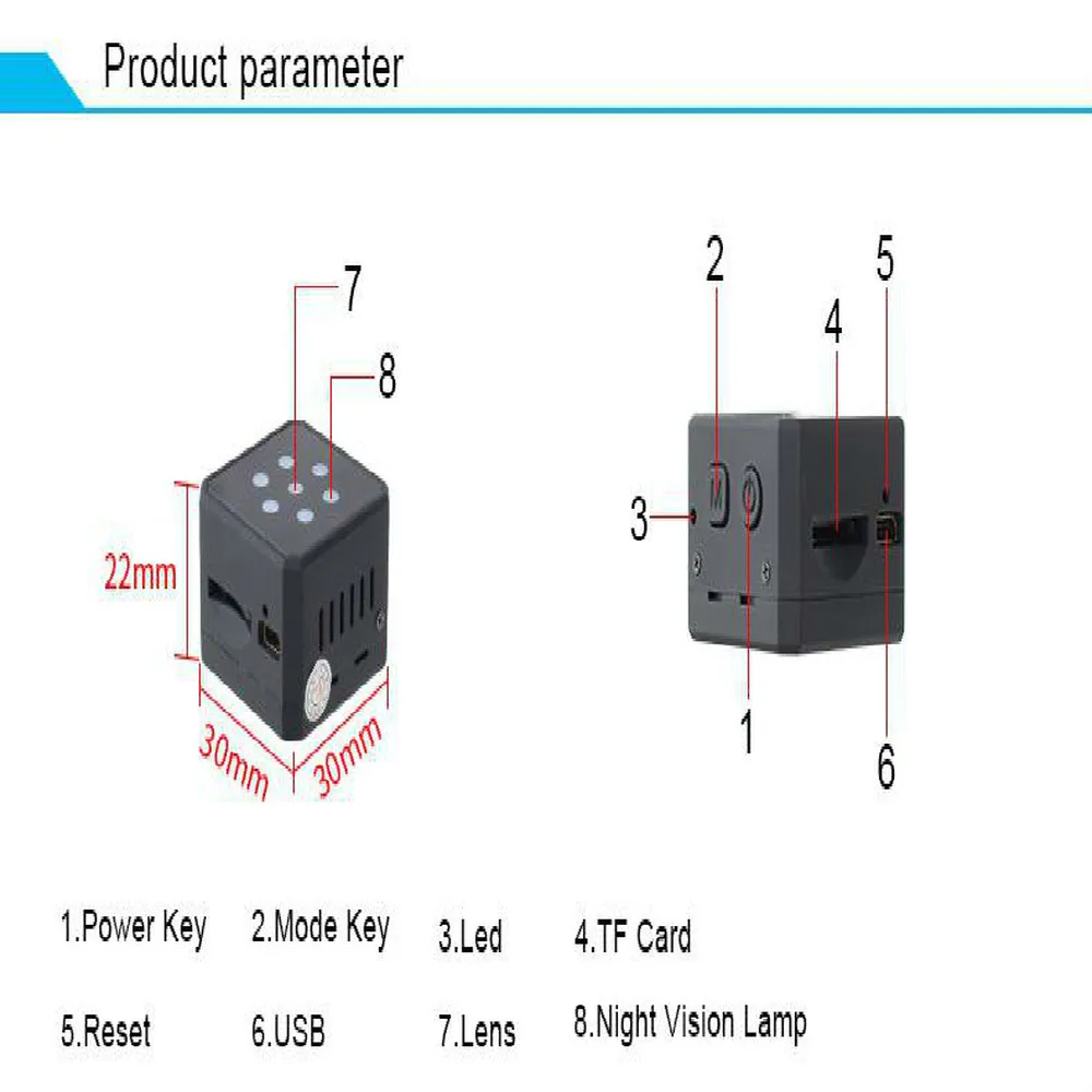 Инфракрасная мини камера MD16 с функцией ночного видения 1080P DVR записывающая для