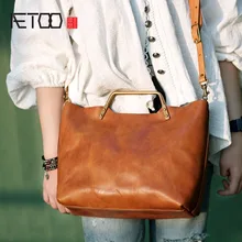 AETOO ручная работа сумка через плечо переносная женская кожаная сумка из воловьей кожи растительного дубления в сумке Сумка-тоут ретро детская
