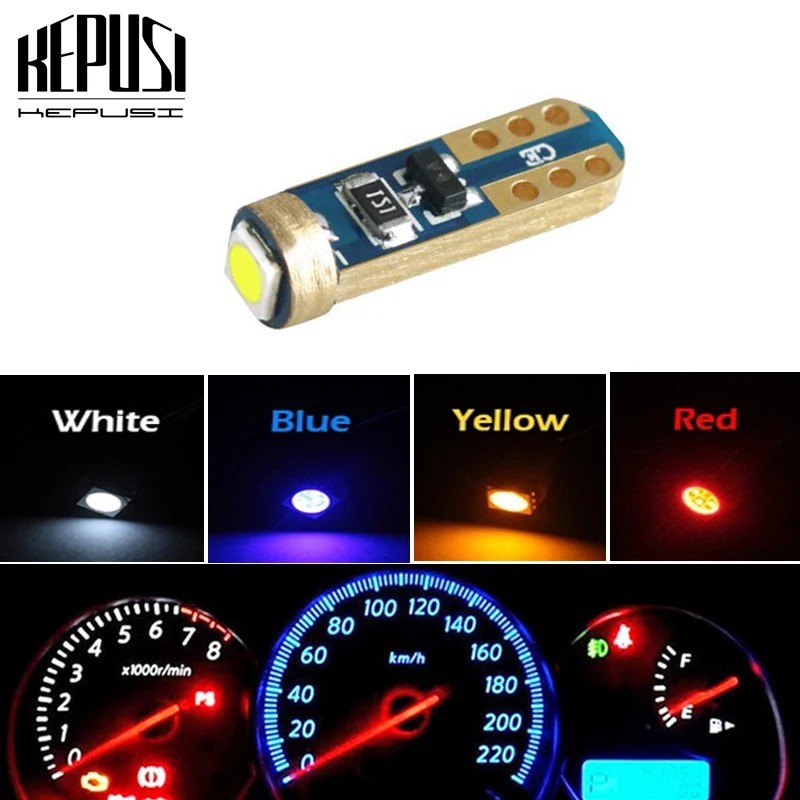 T5 W3W светодиодный 3030 манометр приборной доски инструмент авто боковое освещение лампы автомобиль стиль белый синий и красный цвета желтый