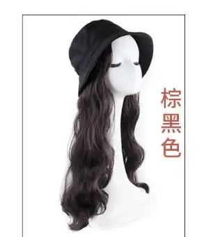 Парик женский длинные волосы мода утка язык шляпа парик все-в-одном женский летний сетчатый красно-черный длинный прямой натуральный полный комплект головы - Цвет: 9