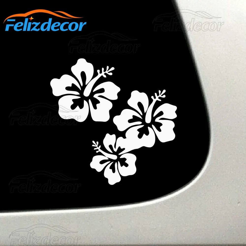 Hibiscus Flowers Car Window Decal Decor Removable Car Stickers CZ03in