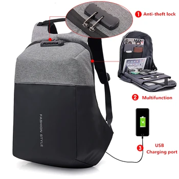 

Men Backpack Anti-theft External USB Charge Port for 14" Laptop Backpack School Backpack for Men Bag 2018 New Design Brand Bag