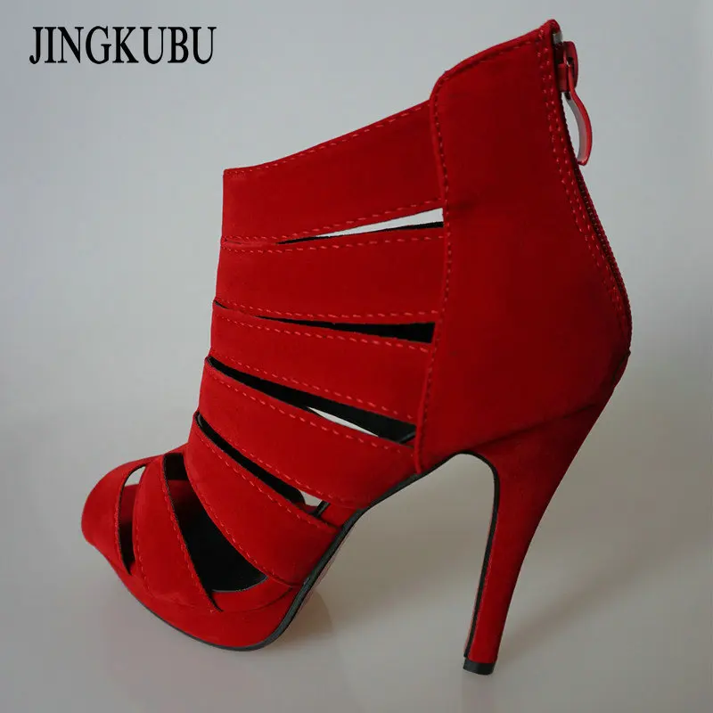 Hot sales Women&#39;s Shoes 12cm High Heels Party Red Bottom Woman Sandals Gladiator Black Platform ...