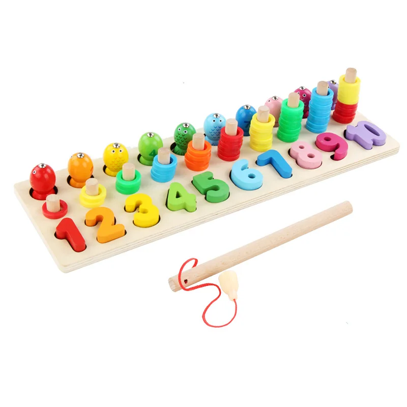 Wooden Montessori Materials Learning To Count Numbers Matching Digital Shape Match Early Education Teaching Math Toys