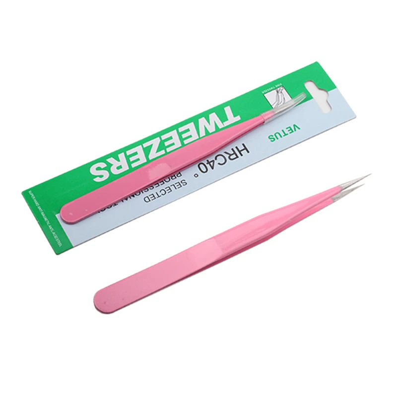 

Eyelash Tweezer Stainless Steel Straight Tweezer for Eyelash Extension Eyebrow and Nail Tweezer Quality Pink Lashes Tweezers