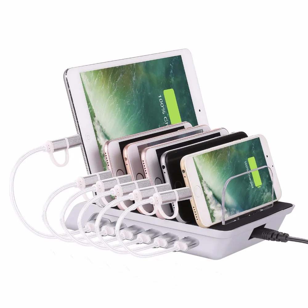 ATORCH 6 متعددة منافذ العالمي انفصال USB شحن محطة الوقوف حامل شاحن لسطح المكتب ل كمبيوتر لوحي (تابلت) وهاتف ذكي PC الاتحاد الأوروبي الولايات المتحد...