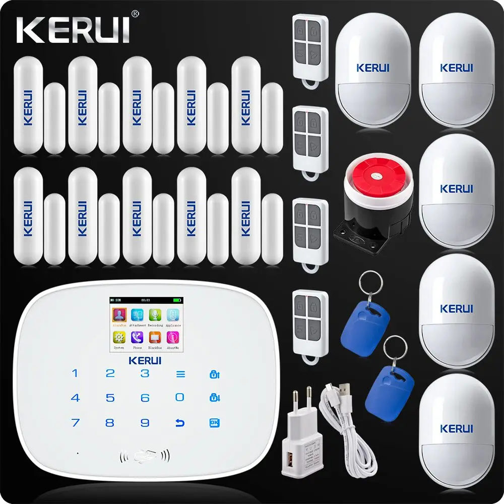 

Kerui APP Control Wireless GSM Alarm System Touch Panle TFT Color Display Autodial Text Burglar Intruder Security Alarm