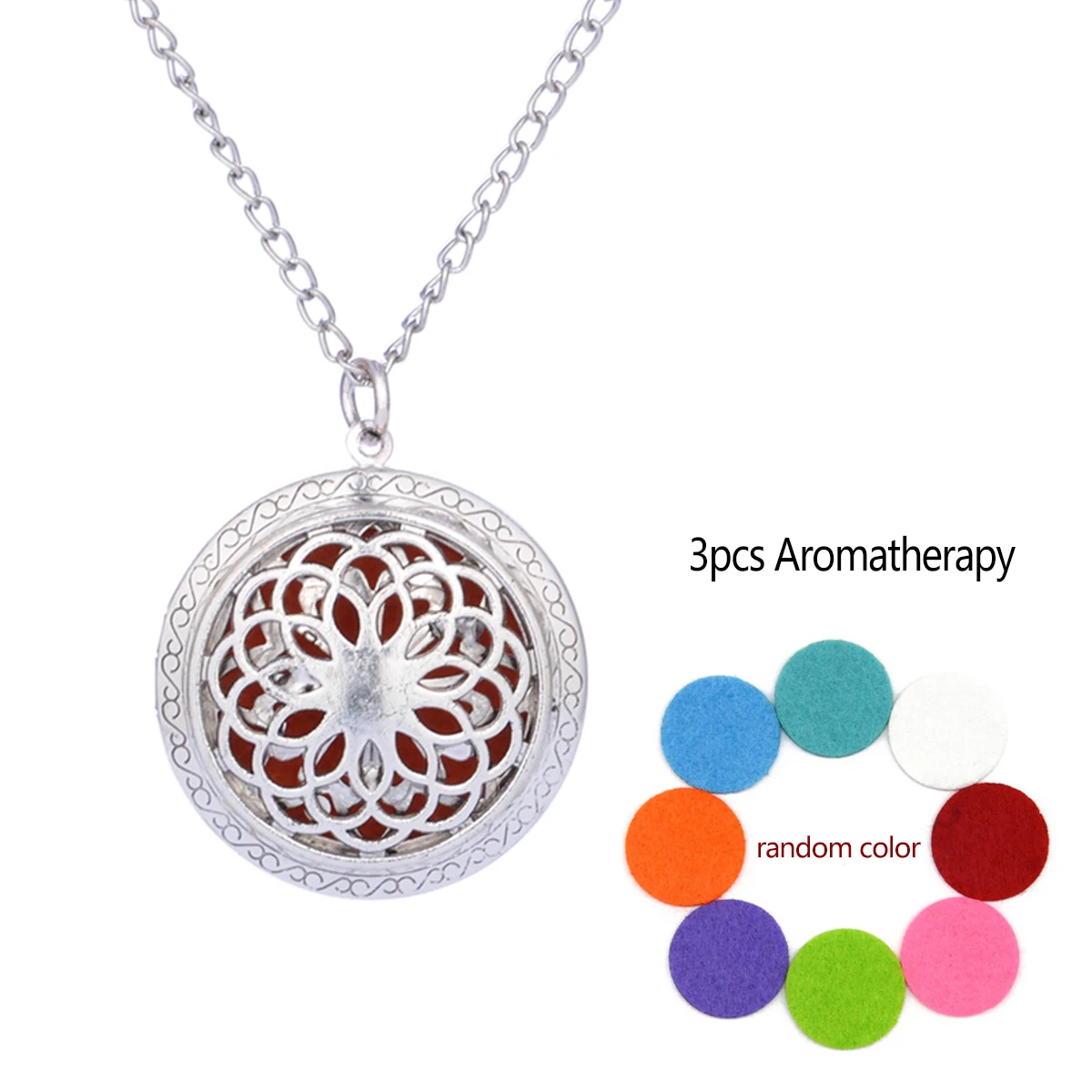 Aromatherapy Locket Necklace Hollow Round Pendant With Pads Oil Essential Diffuser Open Pendant Necklace Fashion Jewelry