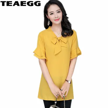 

TEAEGG Plus Size 5XL 6XL Short Sleeve Blouse Summer Tops Chiffon Blusen Women 2020 Chemisier Femme Shirts Womens Clothing AL859