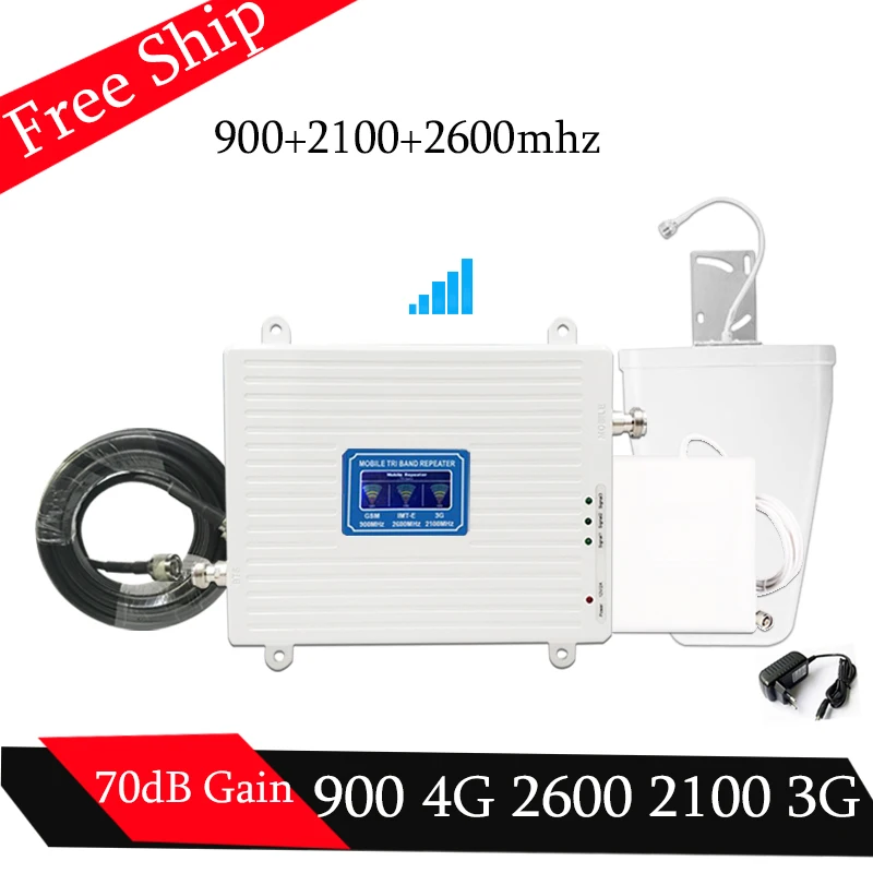 

900 2100 2600 GSM 3G 4G LTE 2600 Repeater 2G 3G 4G Network GSM 900+UMTS/WCDMA 2100+FDD LTE 2600 Cell Phone Signal Booster