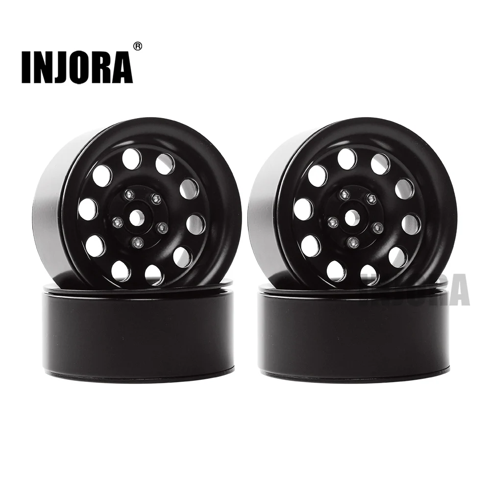 INJORA 4 шт. Металл 2,2 дюймов Beadlock обод колеса для 1/10 RC Гусеничный осевой SCX10 RR10 90053 AX10 Wraith 90056 90045 90048 YETI - Цвет: Black