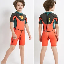 2.5 мм для мальчиков Одна деталь короткий рукав Дайвинг коротышка Мокрые одежды спорта людей Плавание Сёрфинг костюм