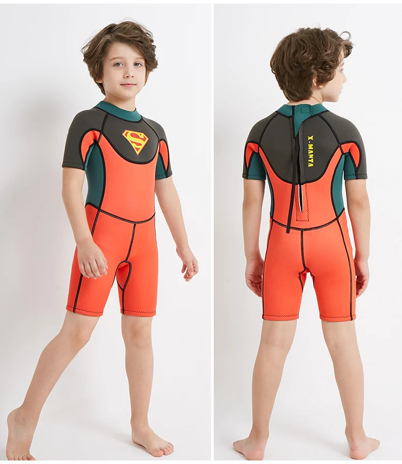 2.5MM Boy One Piece Short Sleeve Diving Shorty Wetsuit Swim Surfing