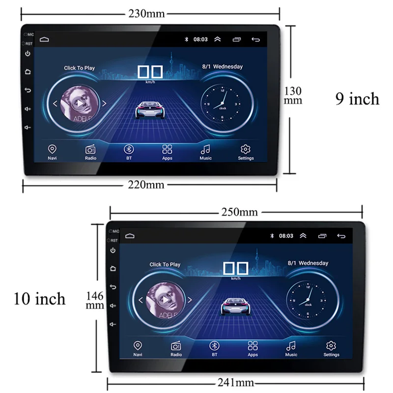 2 Din Android 8,1 автомобильный мультимедийный плеер 9 дюймов или 10 дюймов Bluetooth FM Wifi универсальный gps навигатор головное устройство для любой модели автомобиля