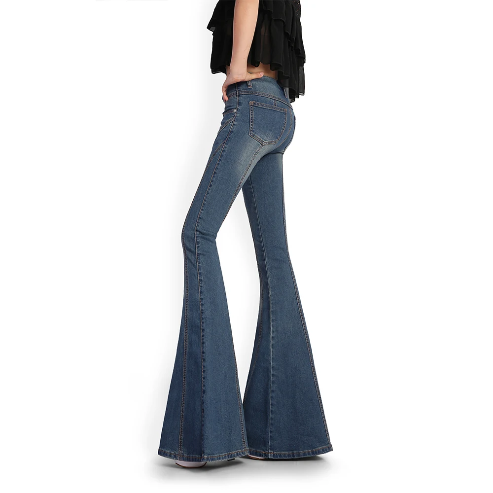 Женские джинсы с высокой талией, супер вспышка, весенние, летние, женские, тонкие, расклешенные, джинсовые штаны, женские, винтажные, синие, широкие, большие размеры