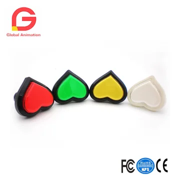 

10 Pcs Heart-Shaped LED Push Button With Light For Arcade Game Machine