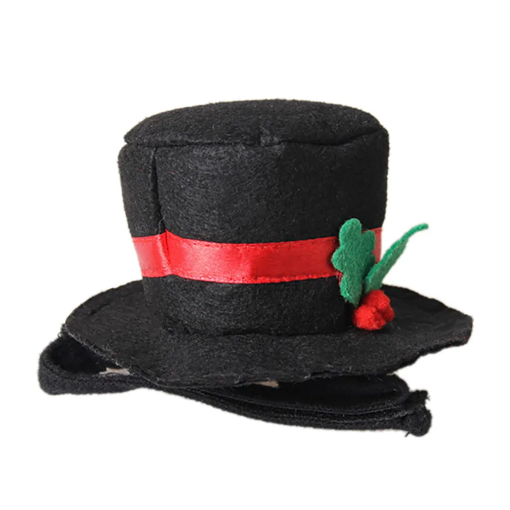 Transer Рождество черный джентльмен Топ Шляпа кошка шапка для собак маленькая одежда аксессуары 11,3 - Цвет: black