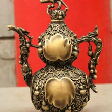 Bi003130 " Королевский Украшают Китайский Pure Bronze Тыква Статуя Ручка Вино Tea Pot Кувшин
